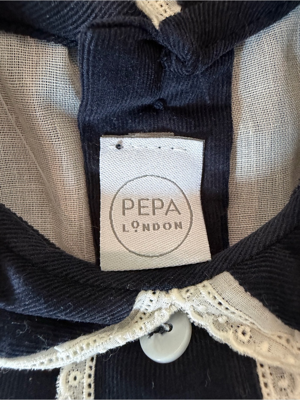 💙 Pepa London Classic Navy Long-Sleeve Girls' Formal Dress with White Trim - Picture 3 of 8